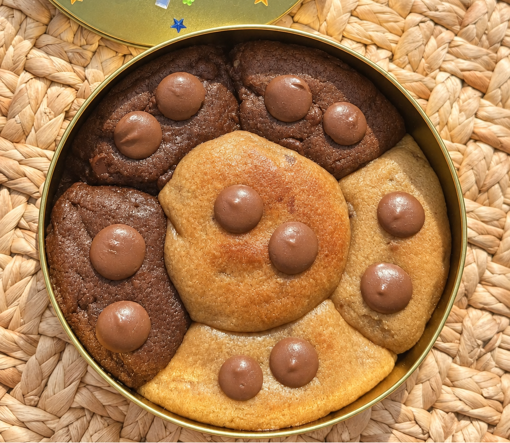 Cookie tin photo with brighter, warmer, more even lighting