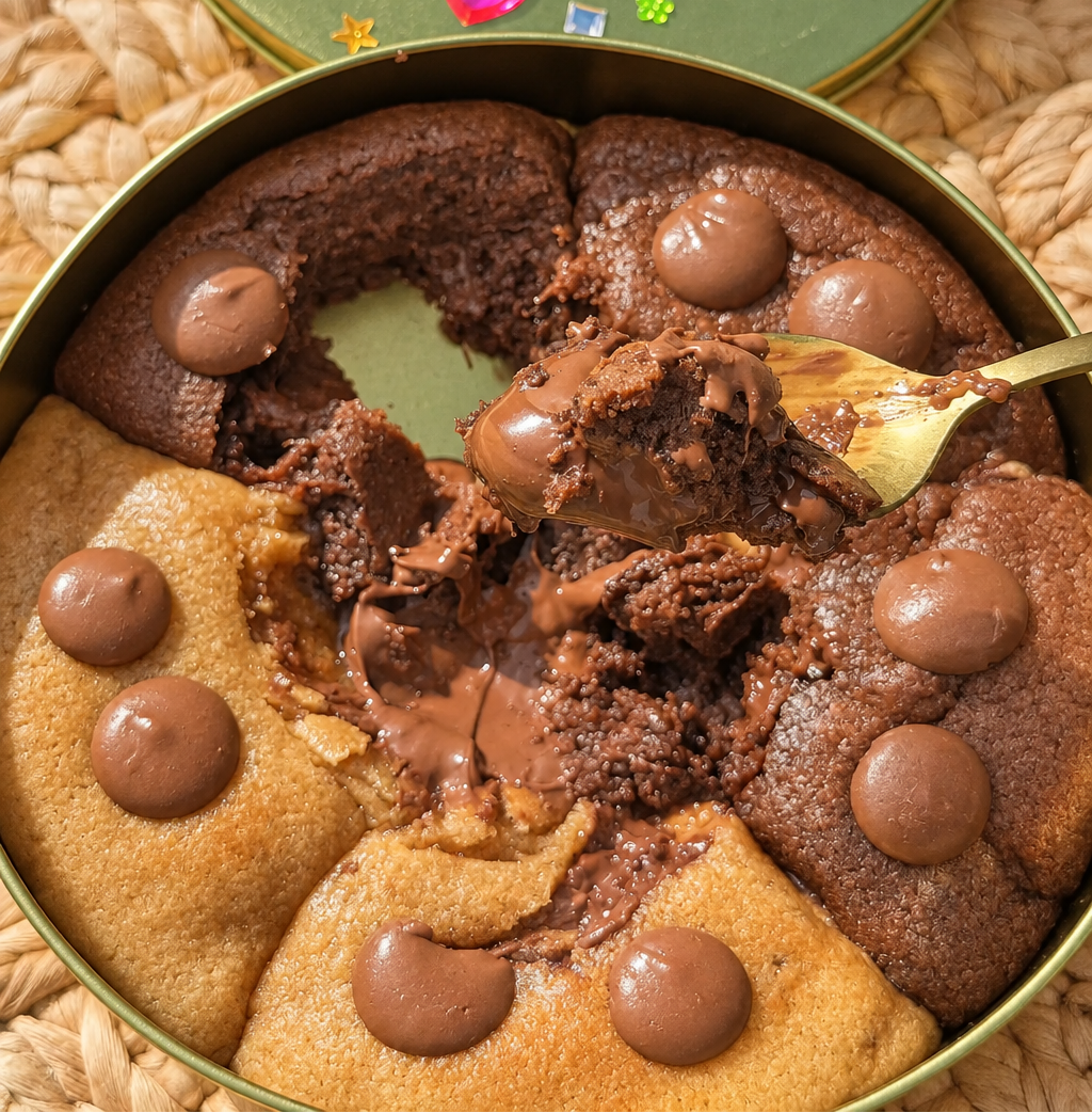 Cookie tin with scooped cookie and spoon, brightened to match the earlier photo