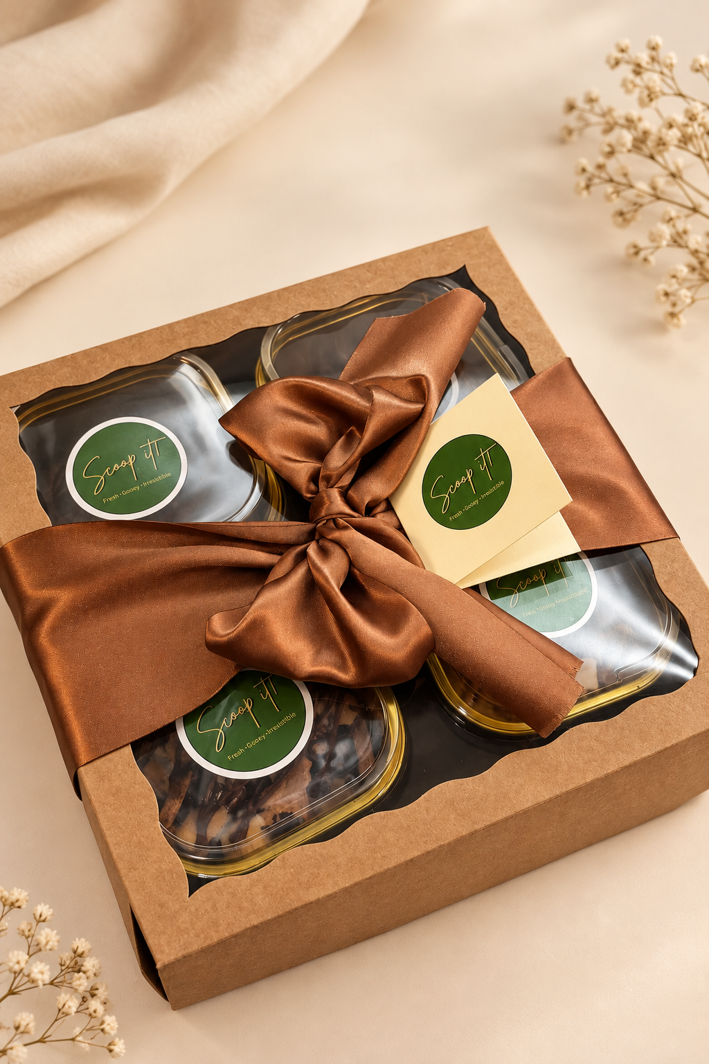 Gift box styled as a polished product photo
